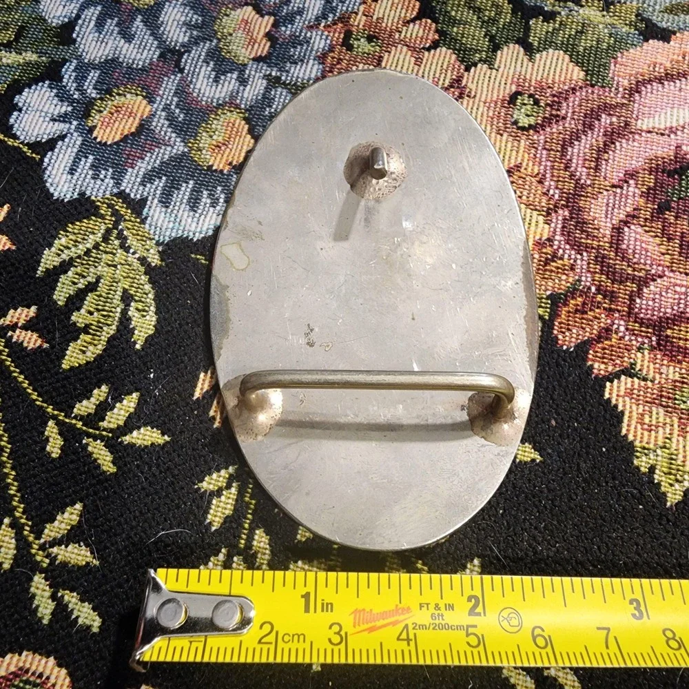Vintage Hand Made Motorcycle Bikers Western Belt Buckle Silver Toned